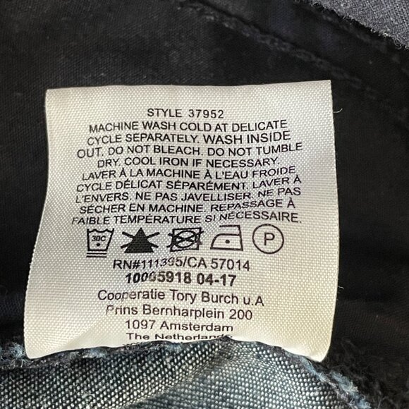 Tory Burch Dark Denim Etta Cuffed Jeans PantsTrousers-Size 28 - Picture 8 of 14